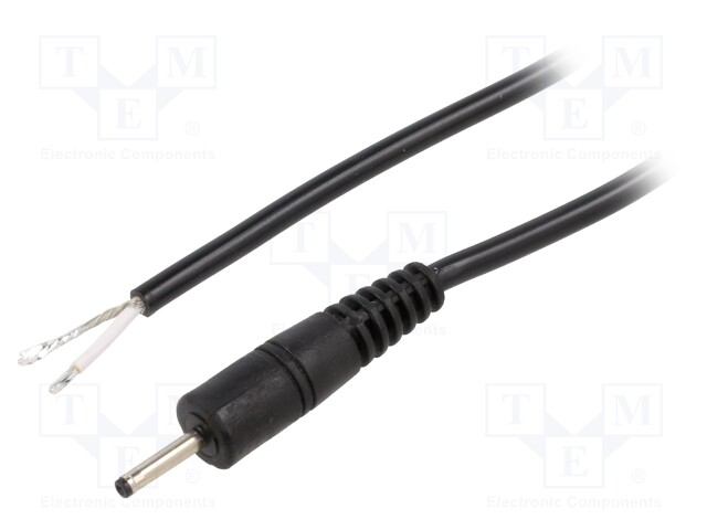 Cable; wires,DC 0,7/2,35 plug; straight; 0.5mm2; black; 0.5m