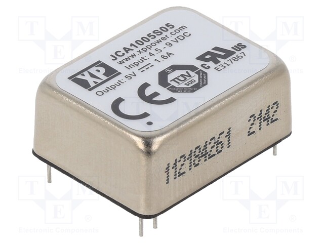 Isolated Board Mount DC/DC Converter, 2:1 Input, ITE, 1 Output, 10 W, 5 V, 1.6 A