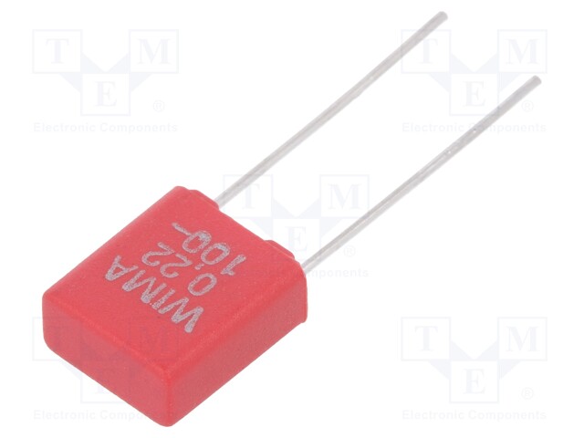 Capacitor: polyester; 220nF; 63VAC; 100VDC; Pitch: 5mm; ±5%