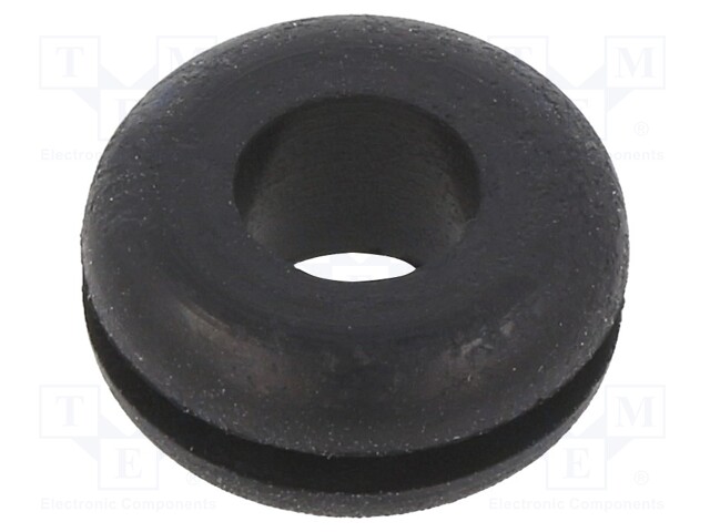 Grommet; Ømount.hole: 9.53mm; Øhole: 6.35mm; rubber; black