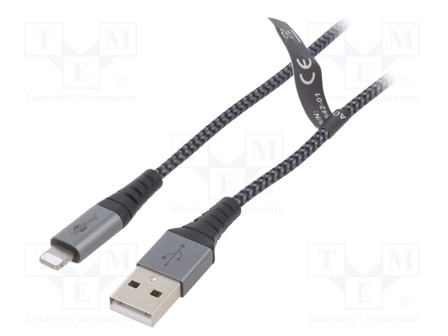 Cable; USB 2.0; USB A plug,Apple Lightning plug; 2m; 480Mbps