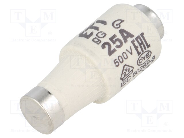 Fuse: fuse; gG; 25A; 500VAC; 250VDC; ceramic; DII; D