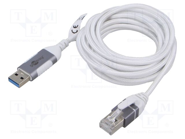 Cable; slim,USB 3.0; RJ45 plug,USB A plug; nickel plated; 15m