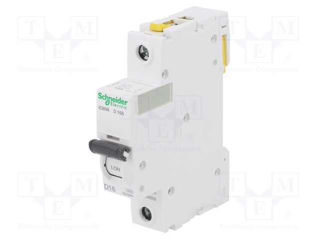 Circuit breaker; 230VAC; Inom: 16A; Poles: 1; DIN; Charact: D; 6kA