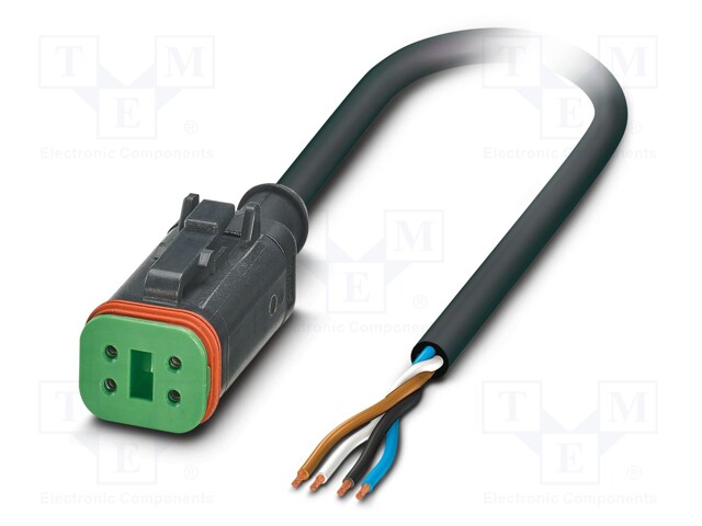 Connection lead; DT06-4S; PIN: 4; straight; 10m; plug; 48VAC; 8A