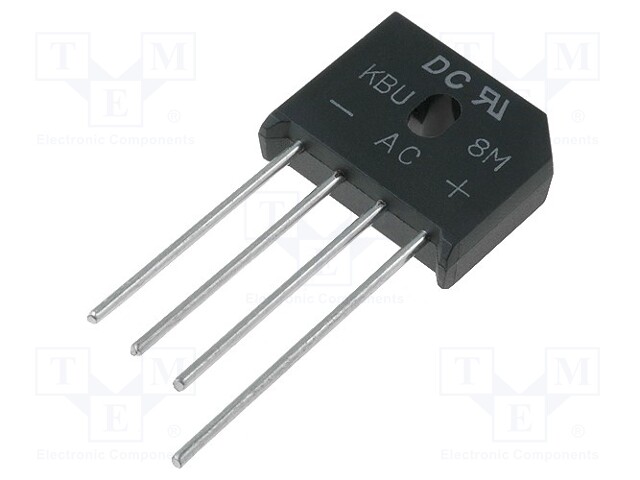 Single-phase bridge rectifier; Urmax: 1000V; If: 8A; Ifsm: 200A