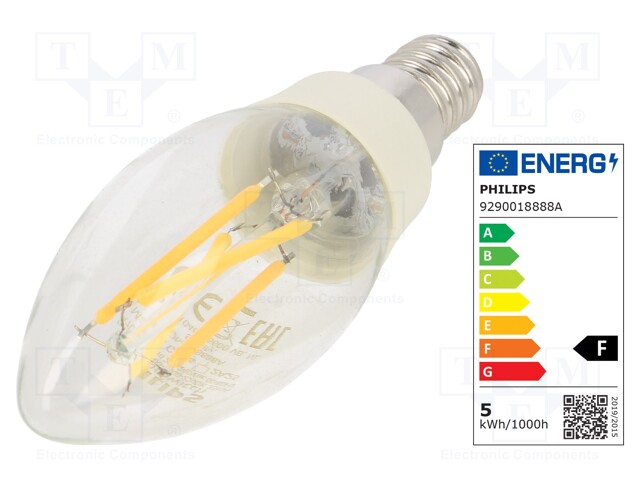 LED lamp; warm white; E14; 230VAC; 470/180/90lm; 1W,2.5W,5W