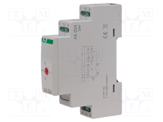 Staircase timer; for DIN rail mounting; 24VAC; 24VDC; IP20; 16A