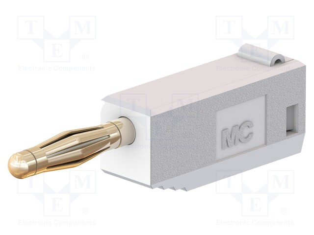 Plug; 2mm banana; 10A; 30VAC; 60VDC; white; gold-plated; 0.5mm2