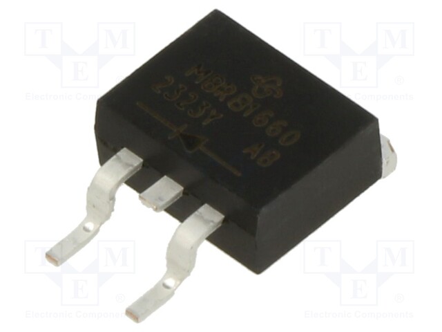 Schottky Rectifier, 60 V, 16 A, Single, TO-263 (D2PAK), 2 Pins, 650 mV