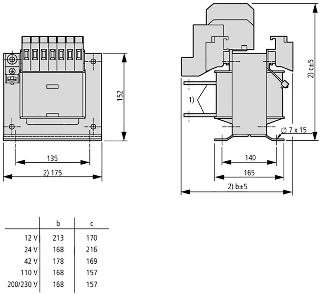 Transformer: mains; 2000VA; 400VAC; 230V; Leads: terminal block