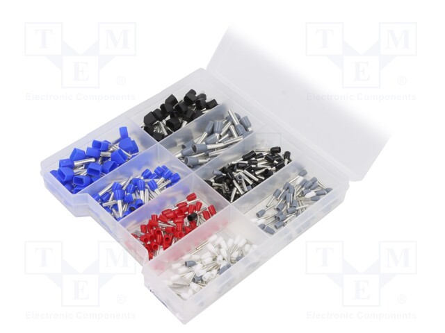 Kit: bootlace ferrules; insulated; crimped; for cable; 370pcs.