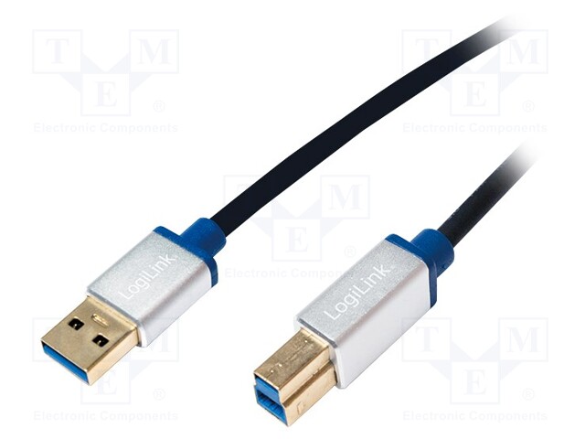 Cable; USB 3.0; USB A plug,USB B plug; 1.5m; black