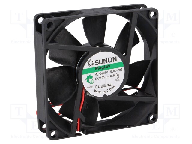 Fan: DC; axial; 12VDC; 80x80x20mm; 49.27m3/h; 30dBA; Vapo; Len: 300mm