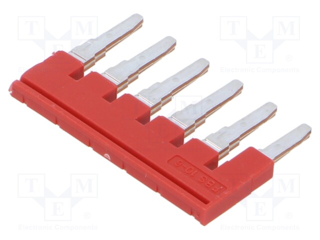 Comb bridge; ways: 6; red; Width: 6mm; UL94V-0