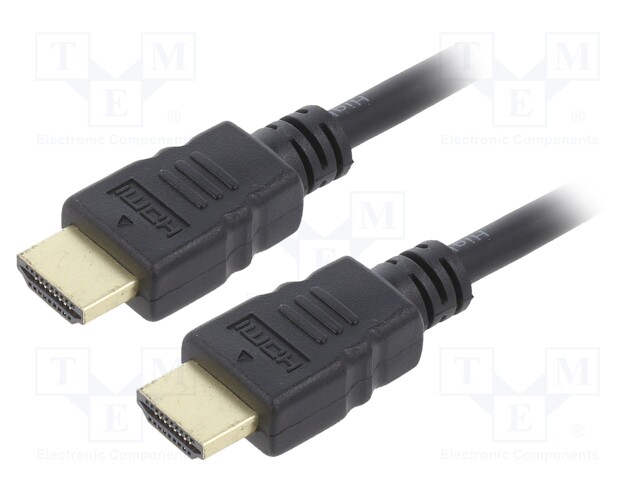 Cable; HDMI 2.0; HDMI plug,both sides; 0.5m; black; 30AWG; Core: Cu