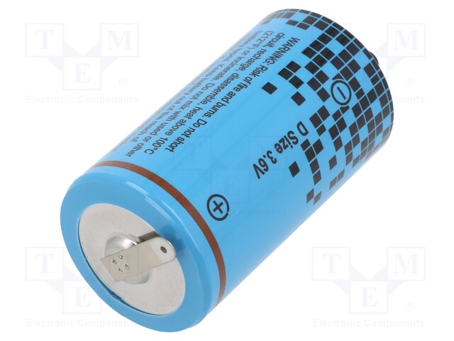 Battery: lithium; 3.6V; D; soldering lugs; Ø34.2x61.5mm; 14500mAh