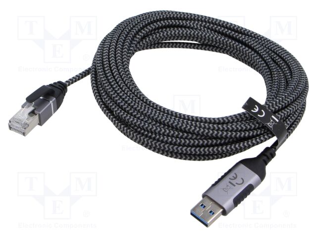 Cable; slim,USB 3.0; RJ45 plug,USB A plug; nickel plated; 10m