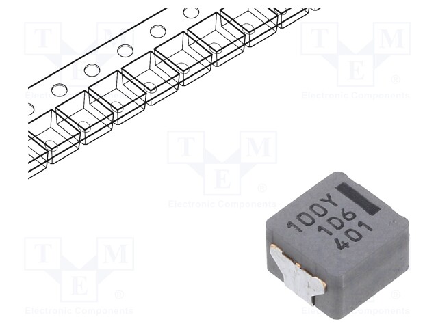 Power Inductor (SMD), Choke Coil, 10 µH, 5.7 A, Wirewound, 13 A, 8.5mm x 8mm x 5.4mm