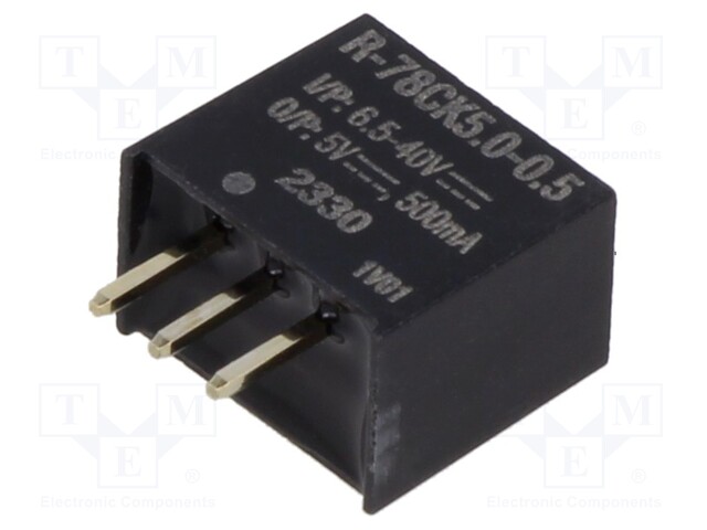 Converter: DC/DC; Uin: 6.5÷40V; Uout: 5VDC; Iout: 500mA; SIP3; 1.7g