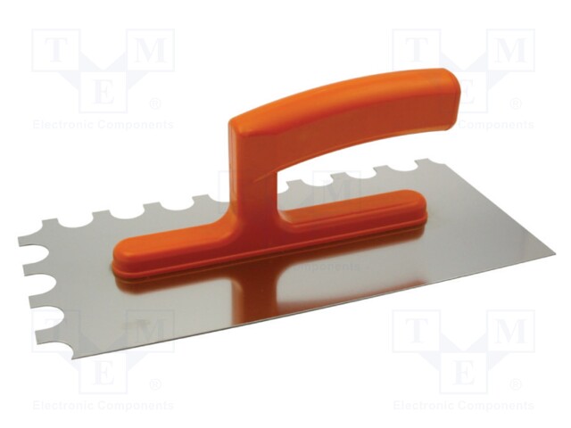 Notch trowel; L: 270mm; W: 130mm; stainless steel; EURO