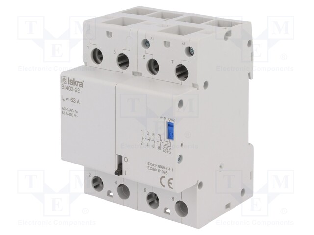 Relay: installation; bistable; NC x2 + NO x2; Ucoil: 230VAC; 63A