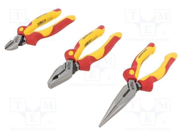 Pliers; Pcs: 3; insulated,cutting,flat,universal; steel; 1kVAC