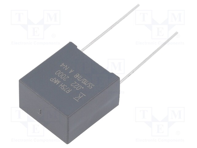 DC Film Capacitor, 0.022 µF, 2 kV, Metallized PP, ± 5%, R75H Series, Radial Box