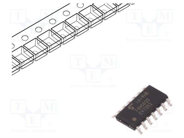 IC: digital; NOR; Channels: 4; IN: 2; C²MOS; SMD; SO14; Series: HC; 6ns