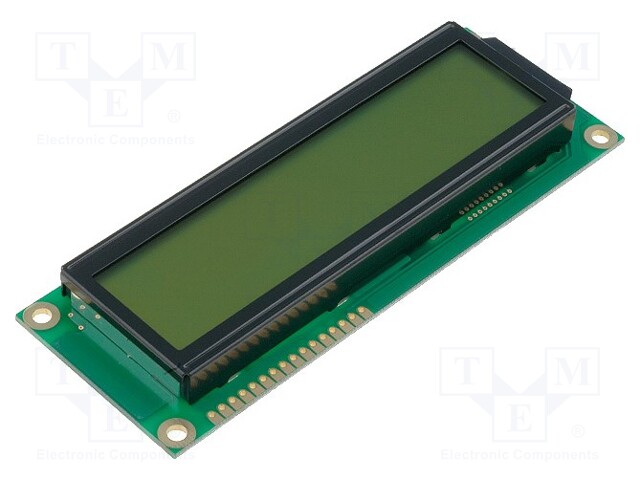 Display: LCD; alphanumeric; STN Positive; 16x2; yellow-green; LED