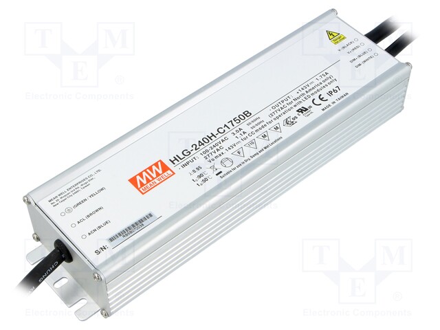 Power supply: switched-mode; LED; 250W; 71÷143VDC; 1750mA; IP67