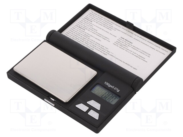 Scales; Scale load capacity max: 100g; 10÷25°C; Display: LCD