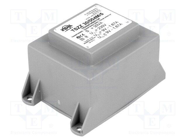 Transformer: encapsulated; 30VA; 230VAC; 9V; 9V; 1.66A; 1.66A; IP00