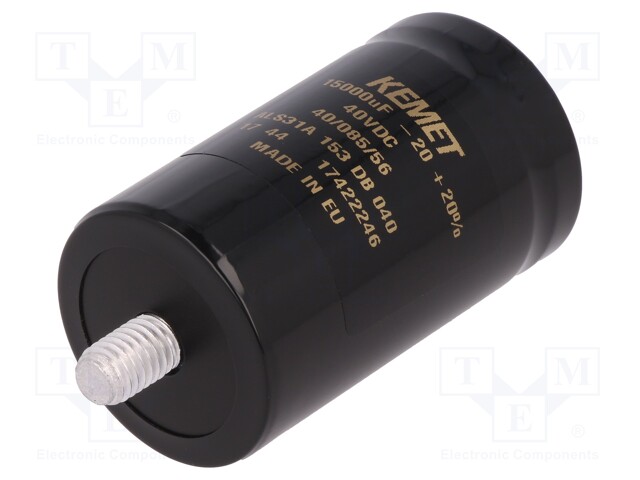 Capacitor: electrolytic; 15000uF; 40VDC; Leads: screw; ESR: 17mΩ