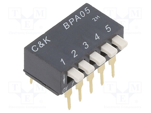 Switch: DIP-SWITCH; Poles number: 5; ON-OFF; 0.025A/24VDC; Pos: 2