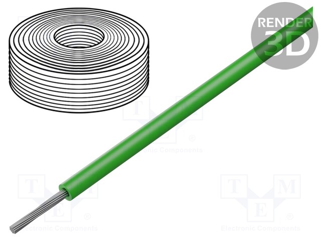 Wire; SiF; stranded; Cu; 0.25mm2; silicone; green; -60÷180°C; 500V