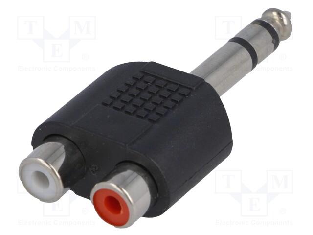 Adapter; Jack 6.35mm plug,RCA socket x2; stereo