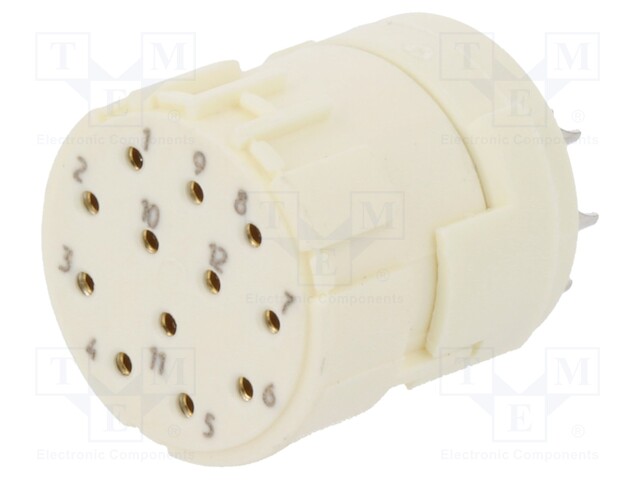 Connector: M23; PIN: 12; female; soldering; 200V; 8A; Series: Han M23