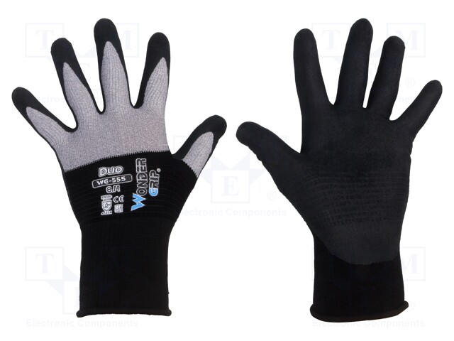 Protective gloves; Size: 8,M; grey-black; Duo