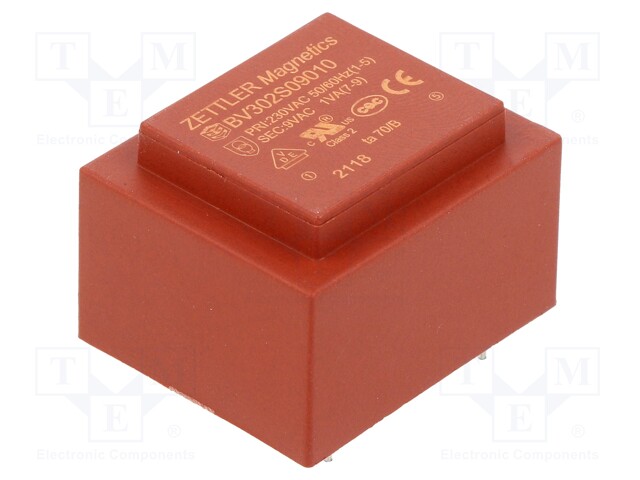 Transformer: encapsulated; 230VAC; 9V; Mounting: PCB