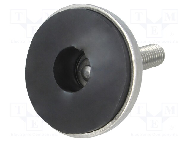 Foot of pin; rigid; Base dia: 55mm; M12; stainless steel