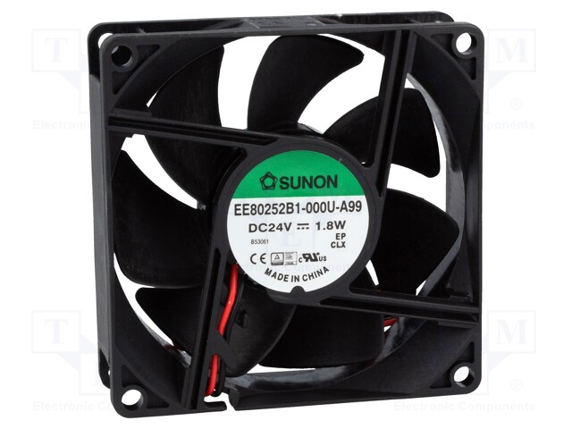 Fan: DC; axial; 24VDC; 80x80x25mm; 69.7m3/h; 33dBA; ball bearing