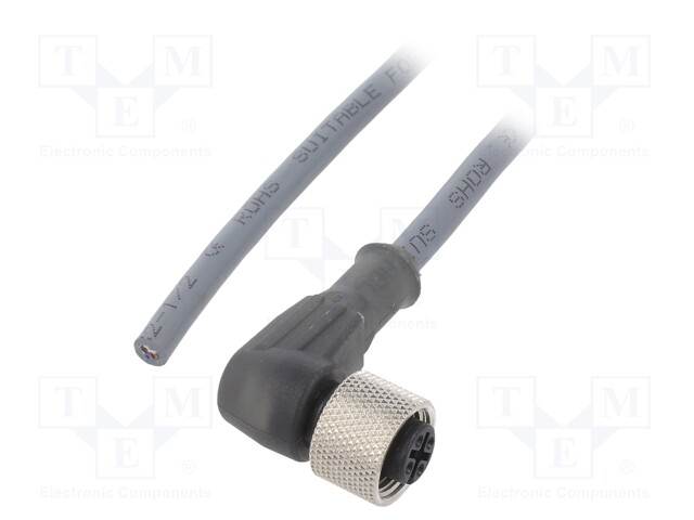 Connection lead; M12; PIN: 3; angled; 5m; plug; 250VAC; 2.7A; IP67