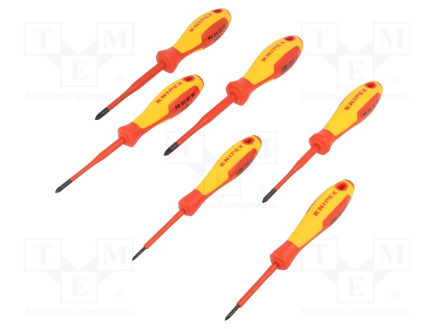 Screwdrivers; Pcs: 6; insulated; 1kVAC; Bit: Phillips,Pozidriv®