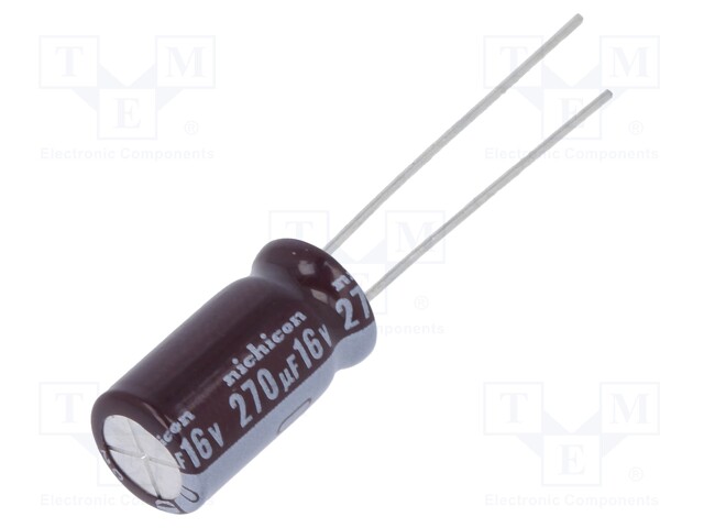 Capacitor: electrolytic; low impedance; THT; 270uF; 16VDC; Ø8x15mm