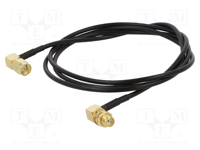 Cable; 50Ω; 1m; SMA socket,SMA plug; black; angled