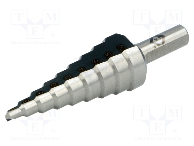 Drill bit; for thin tinware; Ø: 6÷20mm; HSS; Steps: 9
