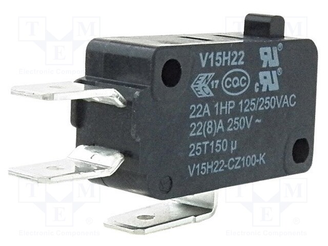 Microswitch SNAP ACTION; without lever; SPDT; 22A/250VAC; Pos: 2