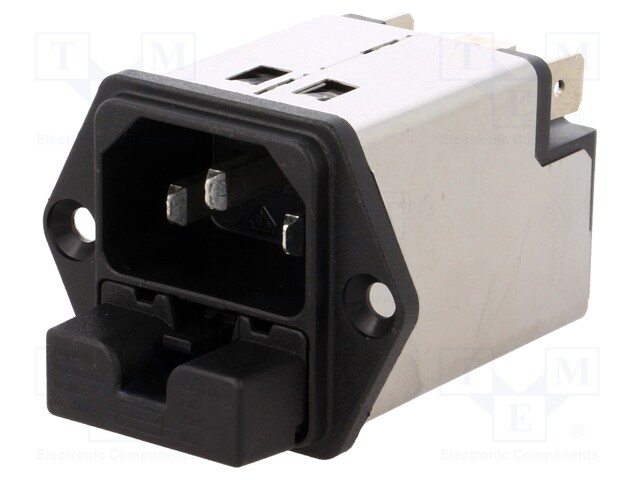 Connector: AC supply; socket; male; 10A; 250VAC; IEC 60320; 0.4mH