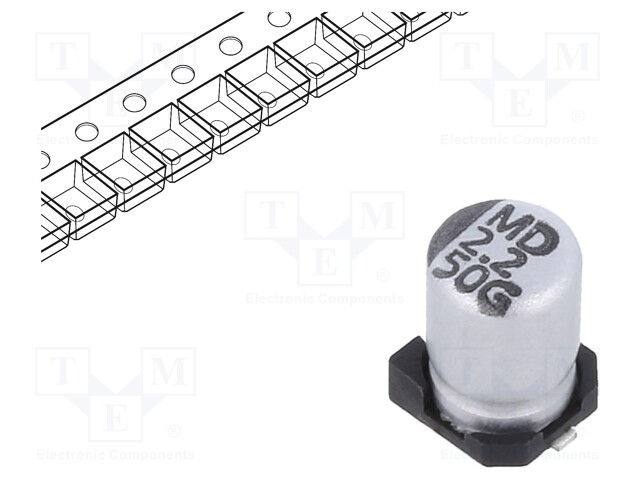 Capacitor: electrolytic; SMD; 2.2uF; ±20%; -55÷105°C; Series: GSC